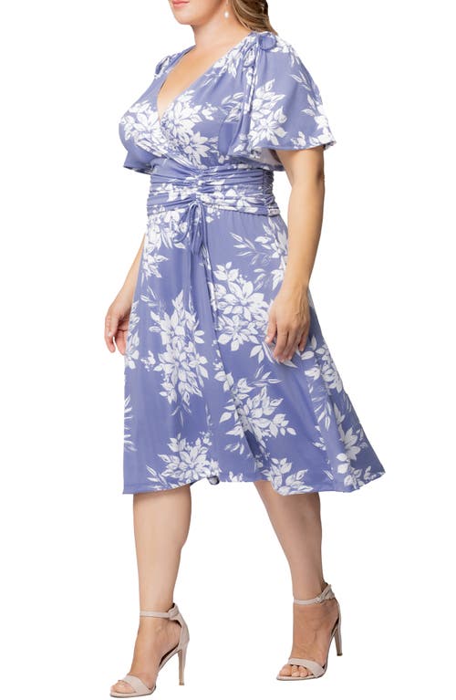Kiyonna Jemma Ruched Tie Dress In Misty Lavender Florals