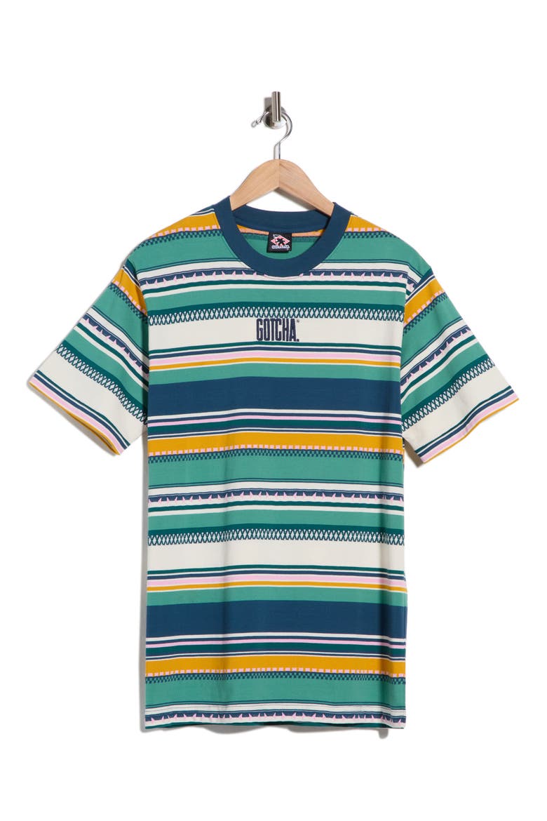 Yardy Cotton T-Shirt, Alternate, color, TEAL/ ECRU