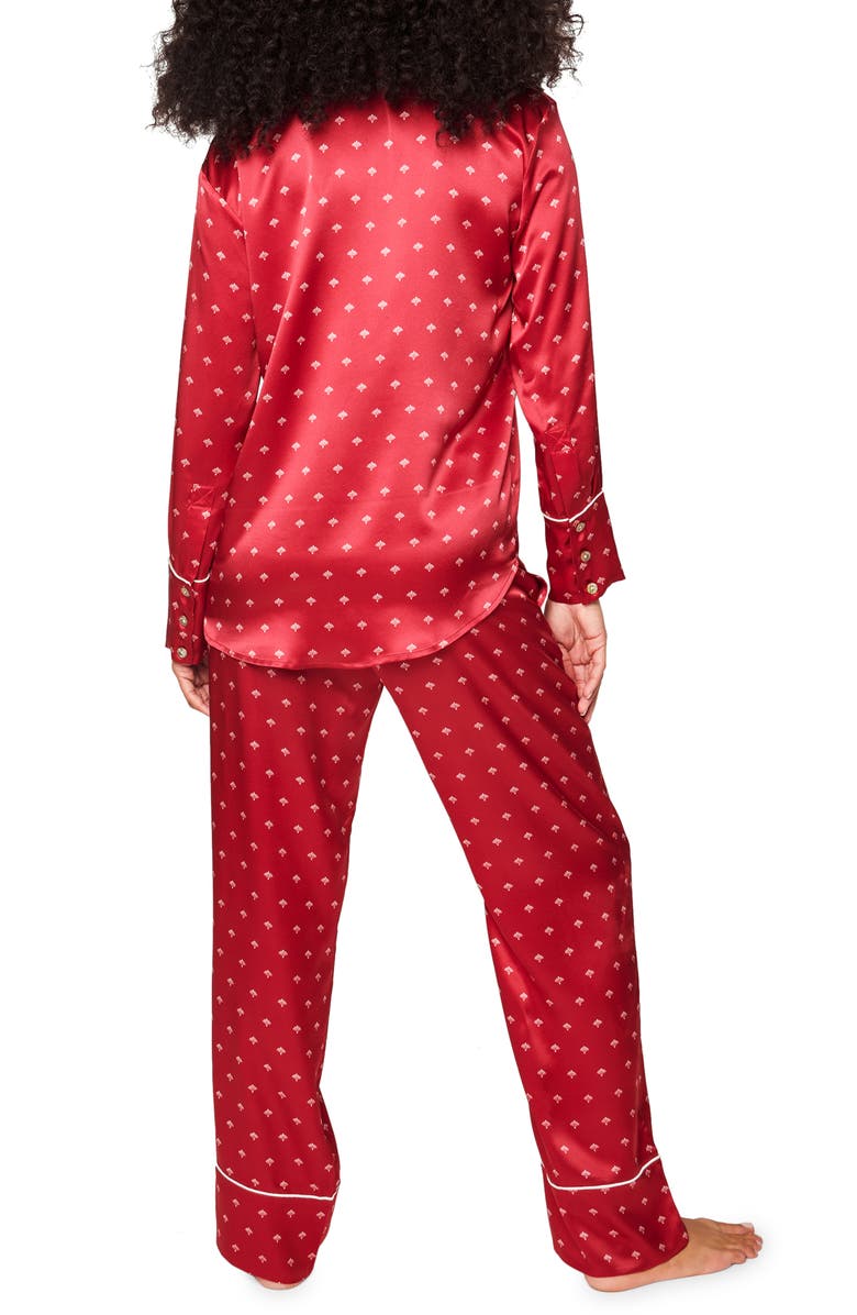 Petite Plume Bordeaux Mulberry Silk Pajamas, Alternate, color, 