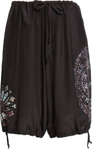 Yohji Yamamoto Asymmetric Print Silk Shorts