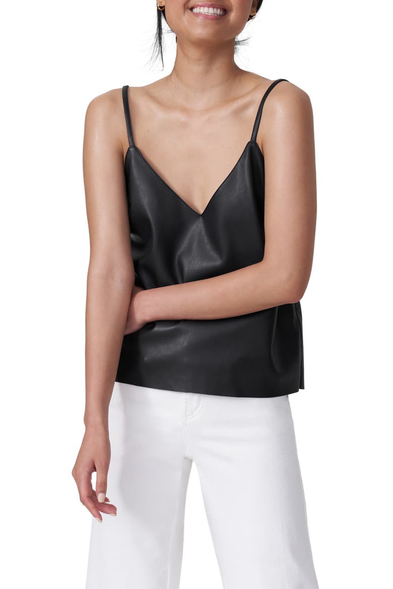 Fatima Faux Leather Camisole, Main, color, BLACK
