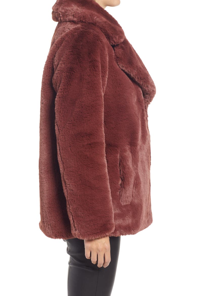 Women's Faux Fur Teddy Coat, Alternate, color, BROWN SABLE