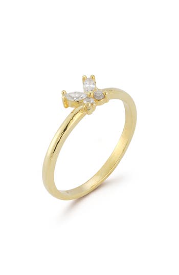 Glaze Jewelry 14k Over Silver Diamond Cz Butterfly Ring In Gold