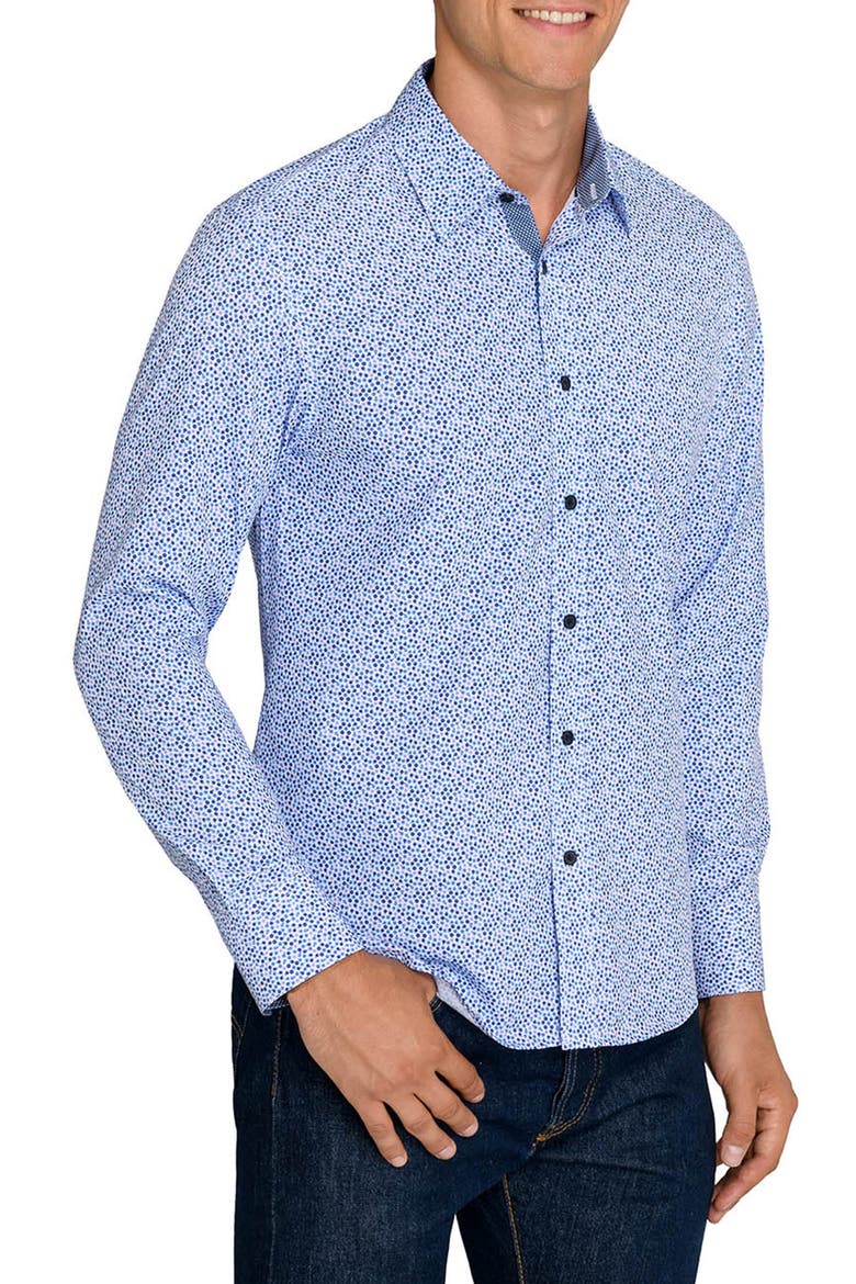 Floral Performance Shirt, Alternate, color, WHITE/ PURPLE