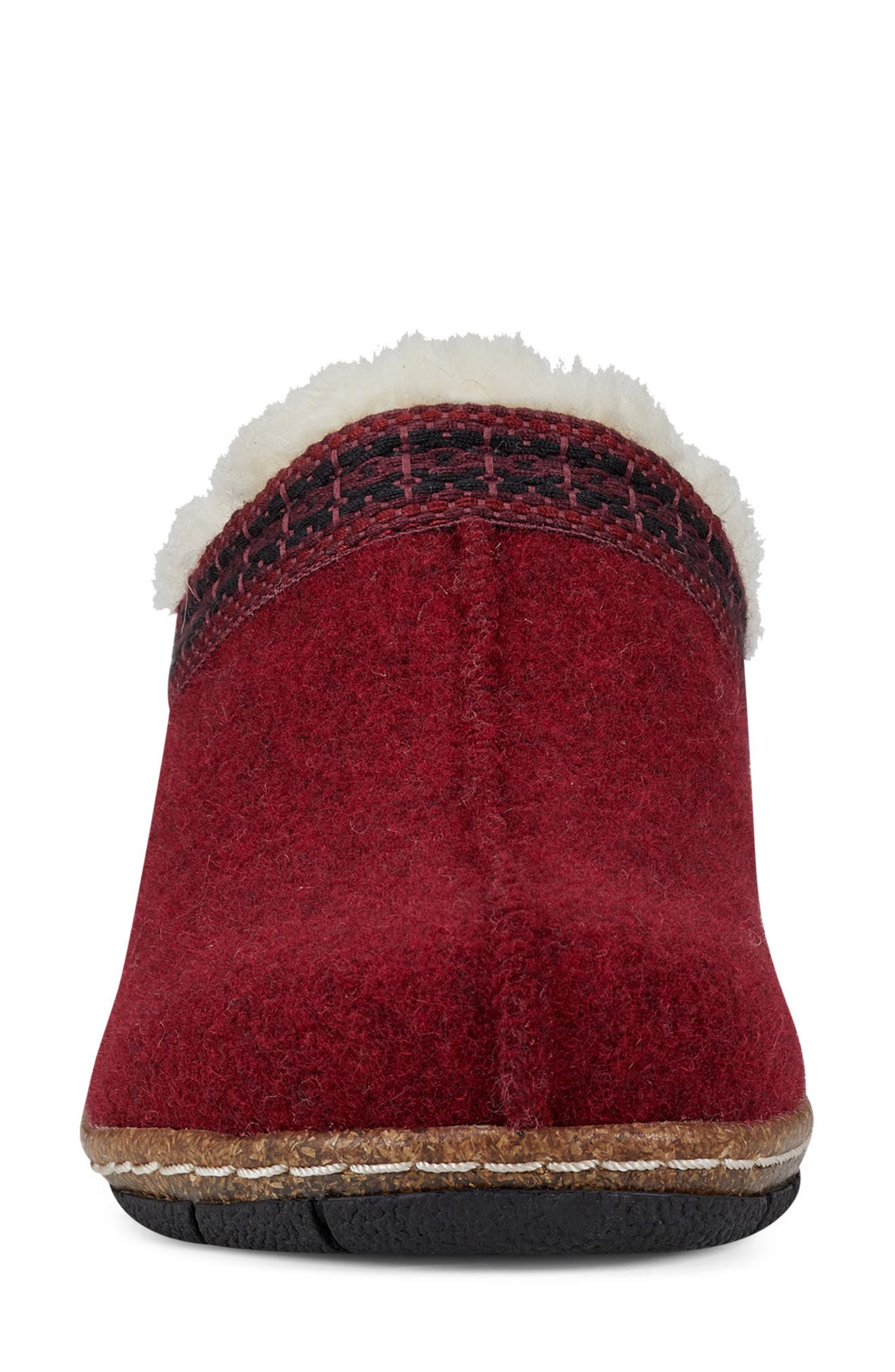 Elya Faux Fur Clog, Alternate, color, RED