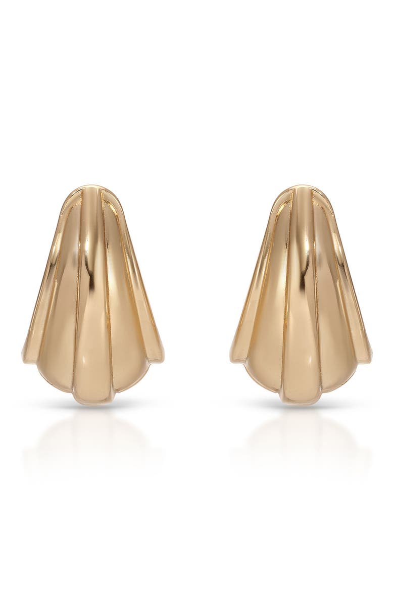 Modern Ridge Huggie Hoop Earrings, Alternate, color, GOLD
