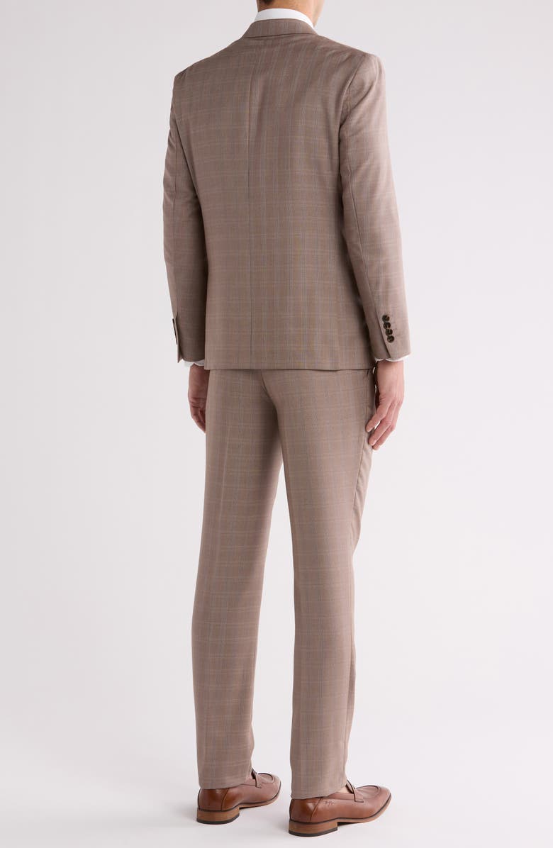 Gino Vitale Slim Fit Plaid Double Breasted Suit, Alternate, color, Light Brown