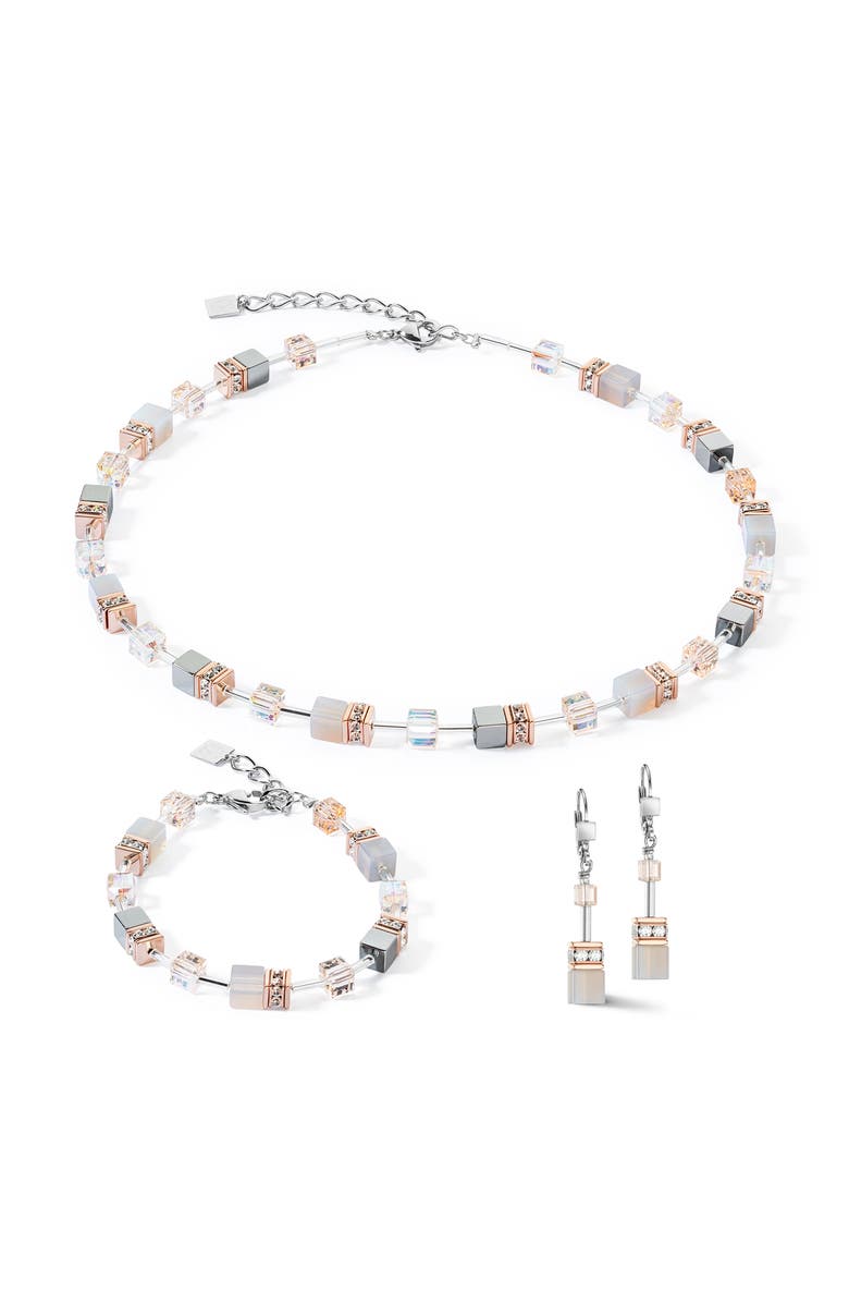 COEUR DE LION Geocube Iconic Precious Rose Gold Earrings, Alternate, color, Peach