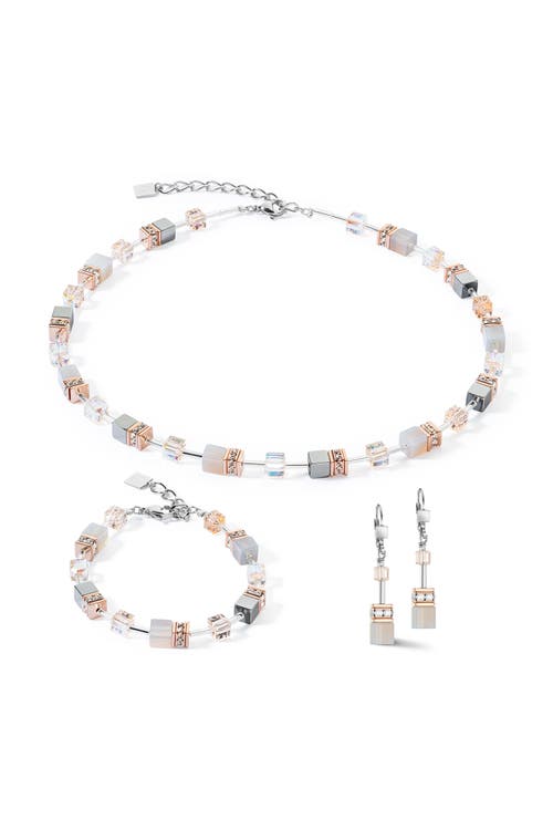 Coeur De Lion Geocube Iconic Precious Rose Gold Earrings In Metallic