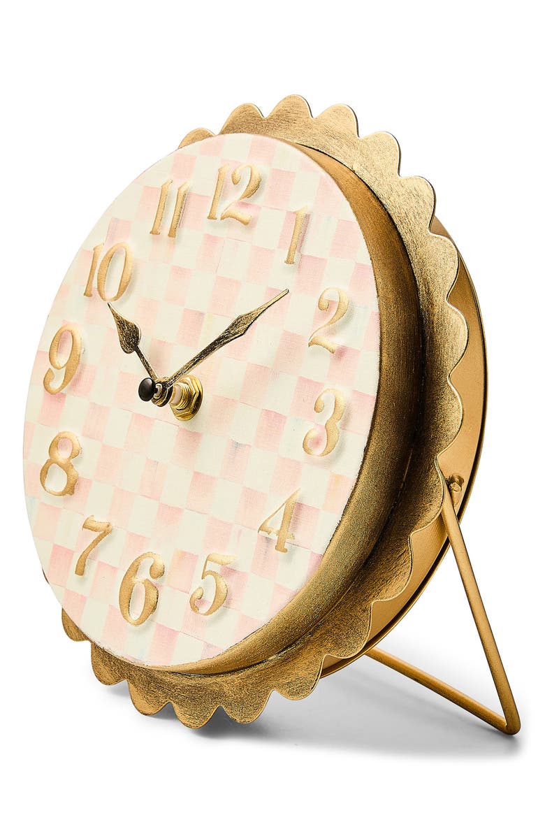 MACKENZIE CHILDS Rosy Check Scalloped Desk Clock, Alternate, color, Rosy