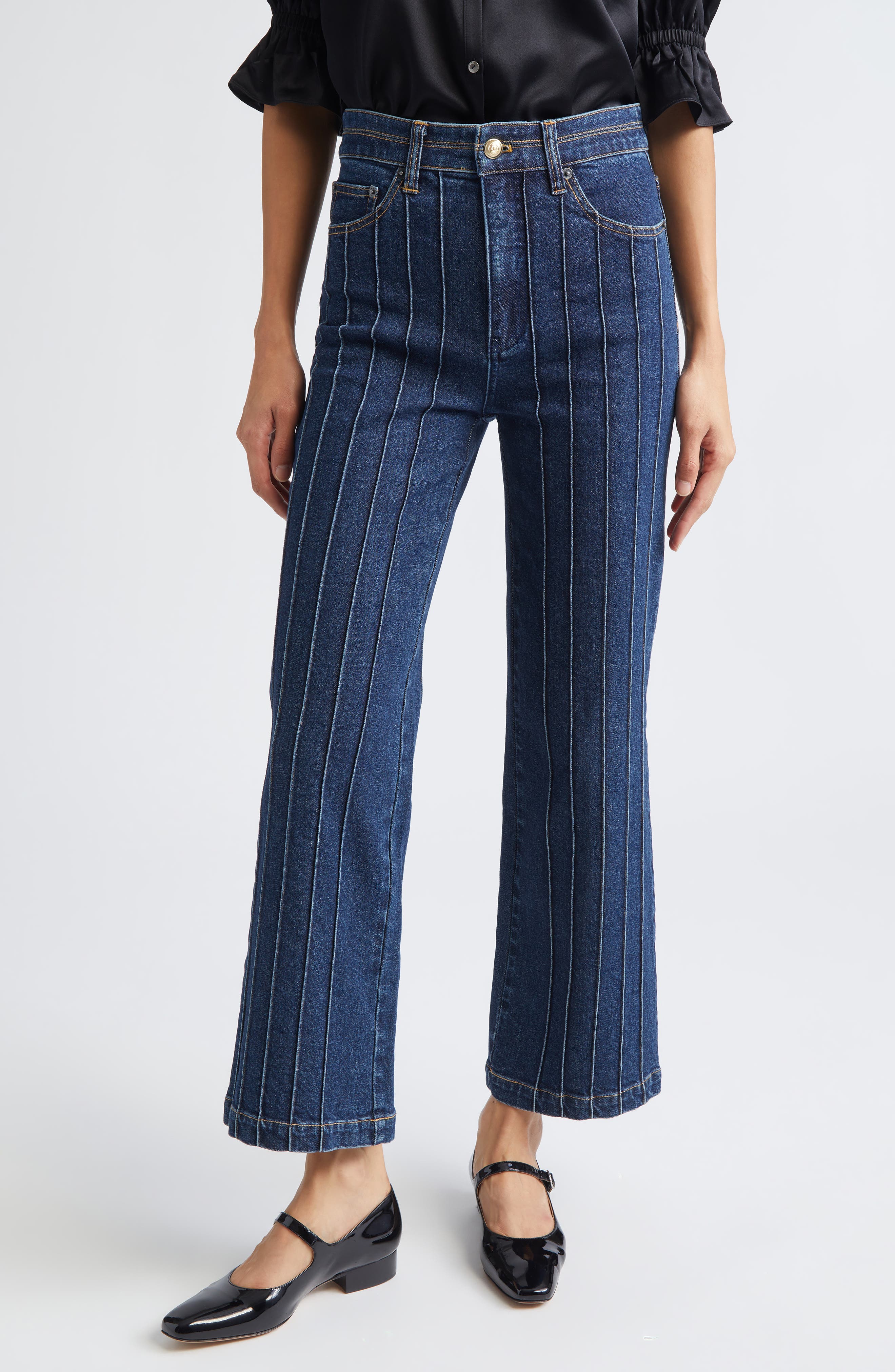 Cinq à Sept Camen Pintuck Flare Jeans