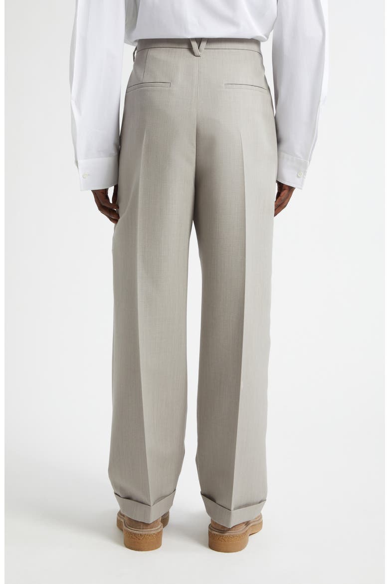 Pleated Dry Wool Mélange Toile Trousers, Alternate, color, 1105 STONE MELANGE