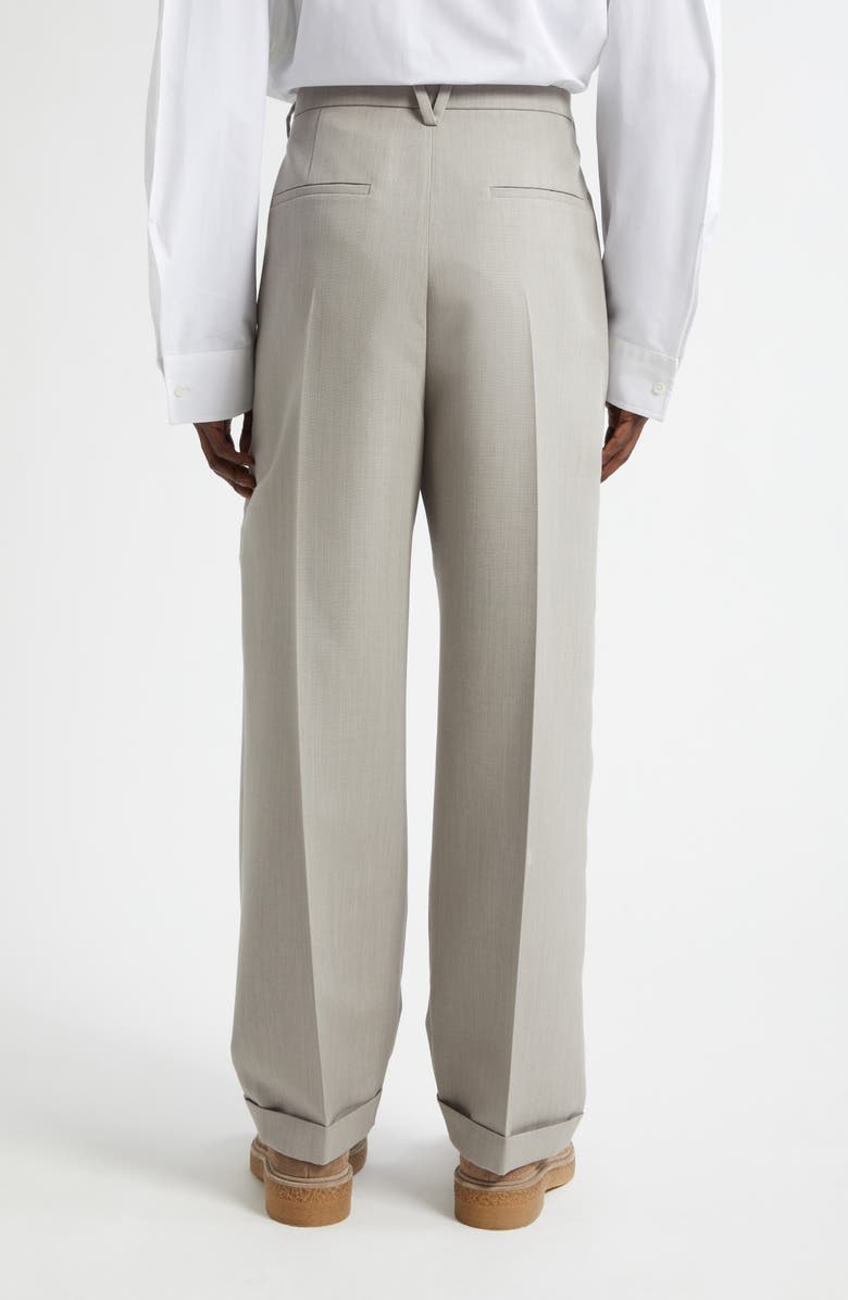 Bottega Veneta Pleated Dry Wool Mélange Toile Trousers, Alternate, color, 1105 Stone Melange