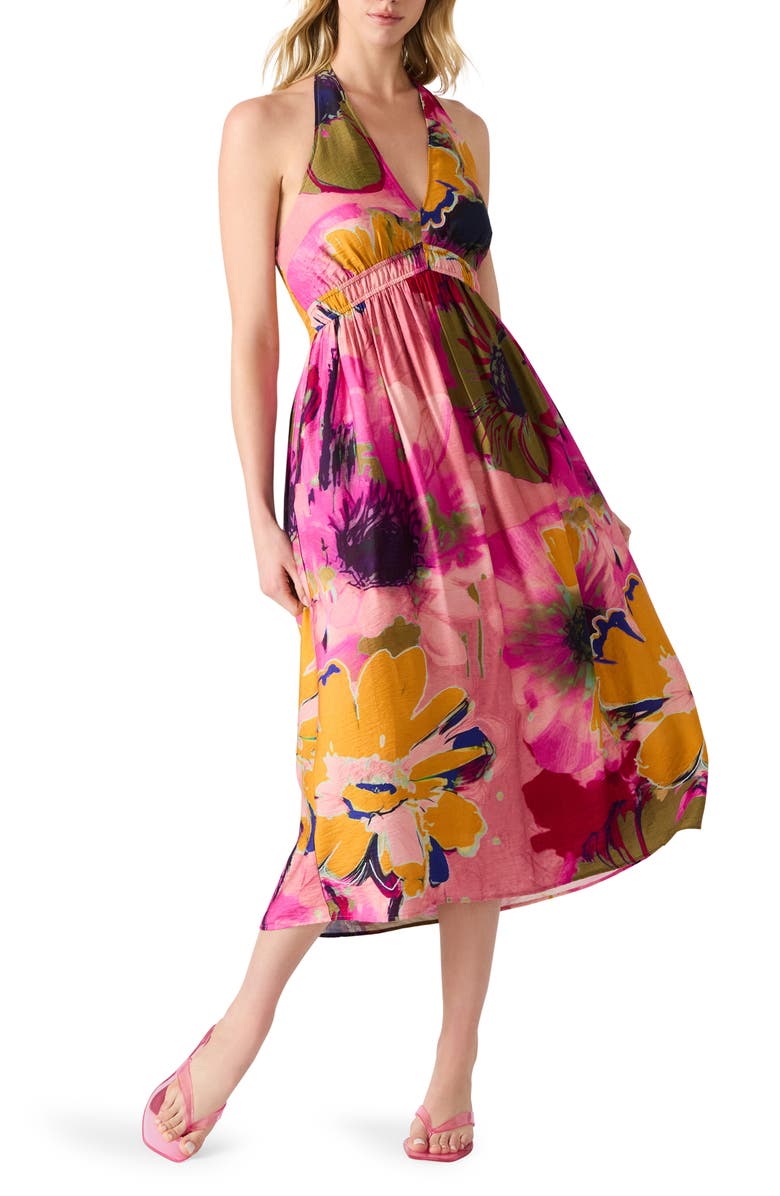 Steve Madden Piper Floral Halter Sundress, Main, color, Pink Multi