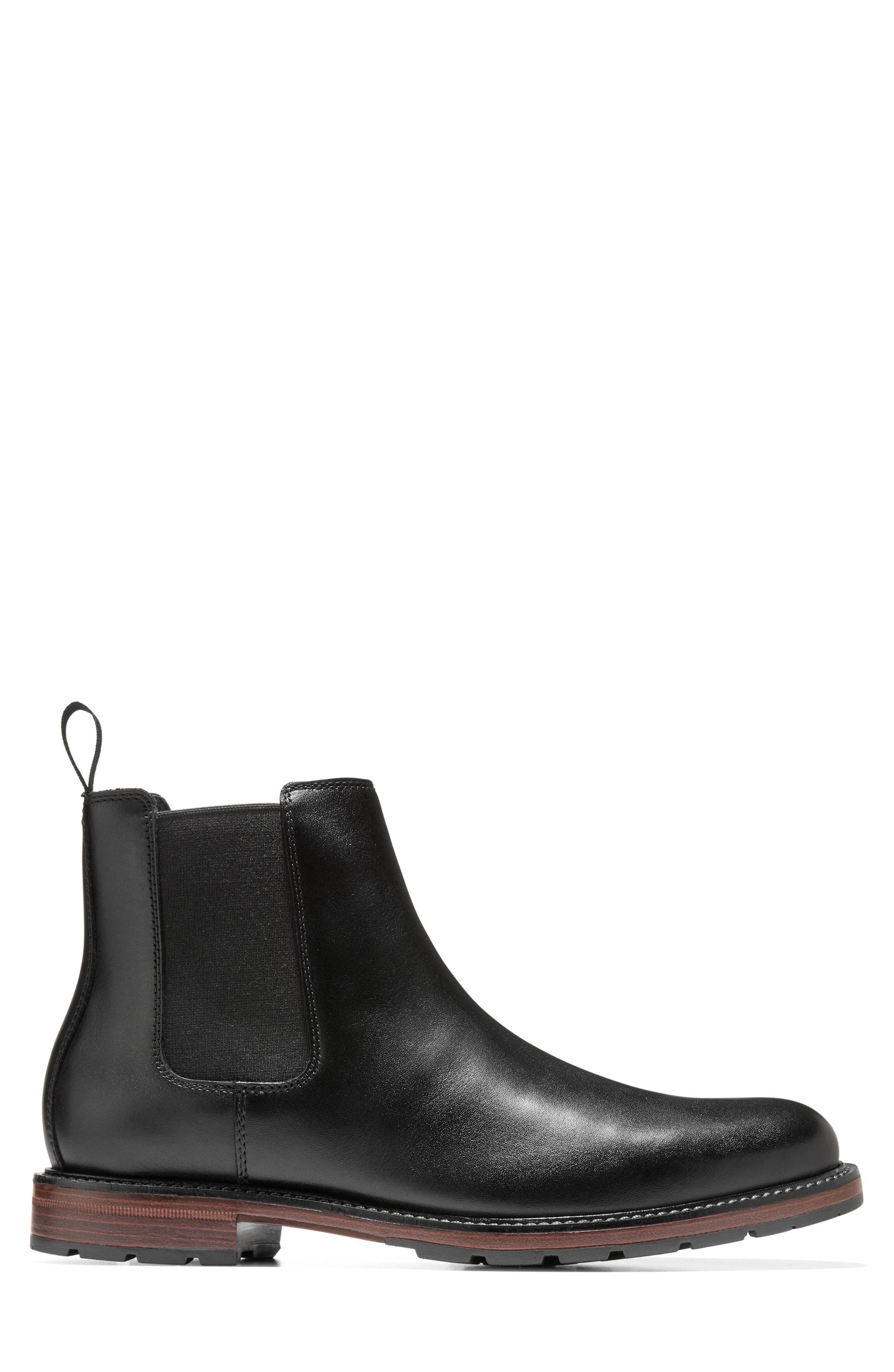 Roundhill Grand Waterproof Leather Chelsea Boot, Alternate, color, BLACK / BLACK WR