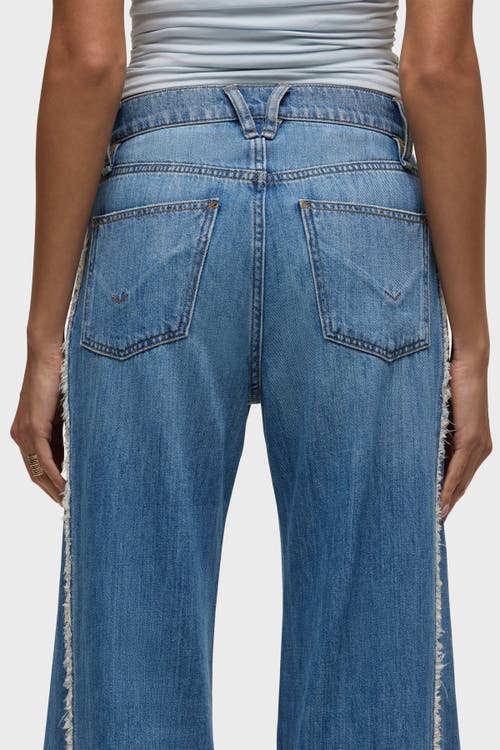Hudson Jodie Wide Leg Frayed Seam Jeans In Unravel