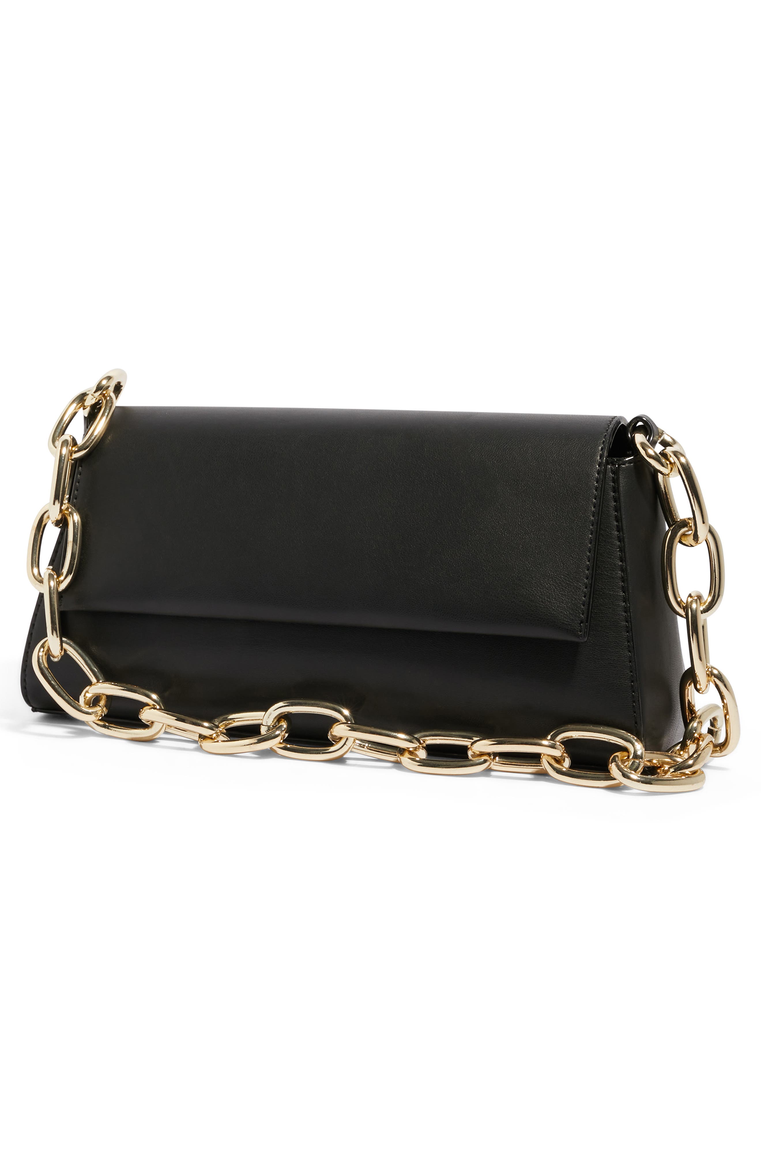 We Fashion Vegan Leather Shoulder Bag, Alternate, color, NOIR