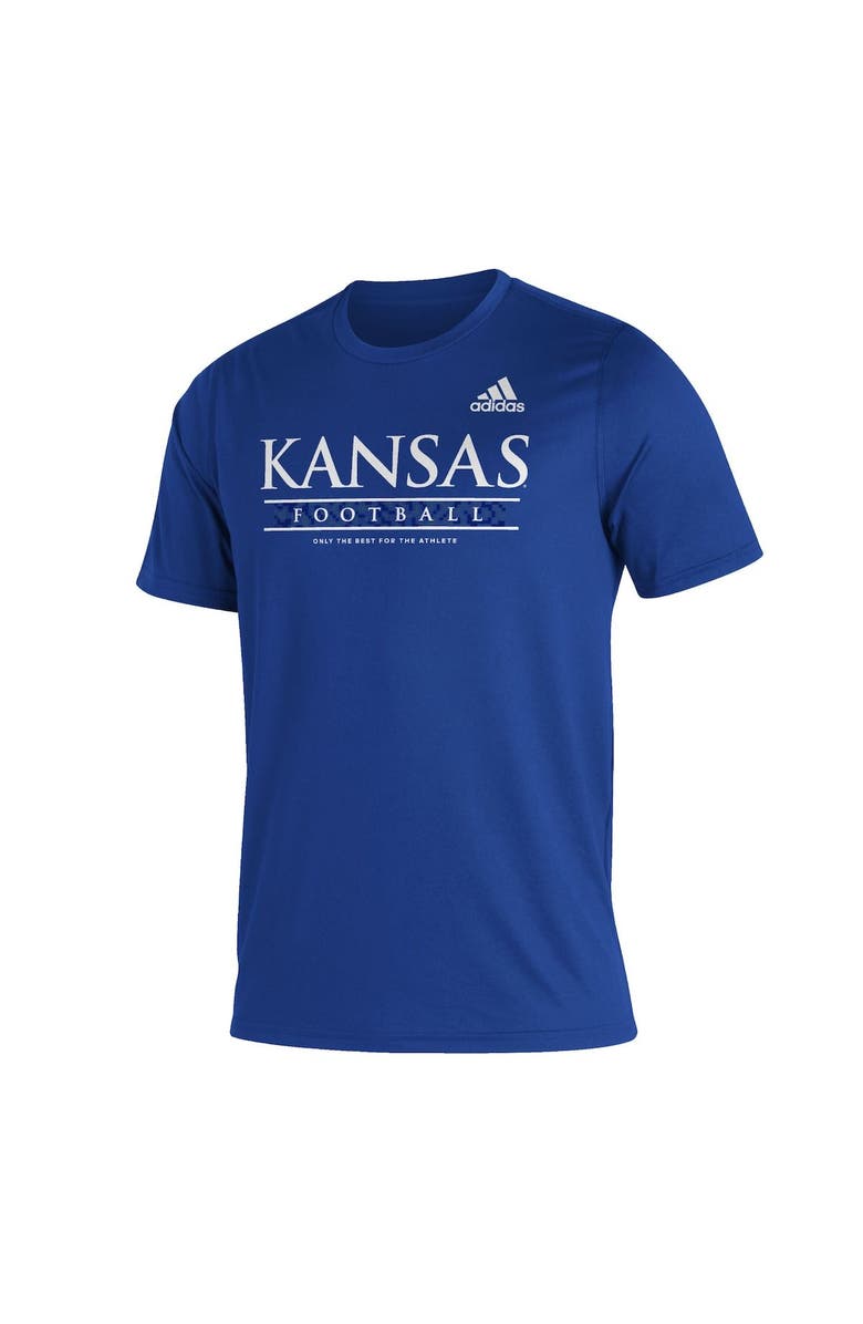 adidas Men's adidas Royal Kansas Jayhawks Sideline Football Locker Practice Creator AEROREADY T-Shirt, Alternate, color,