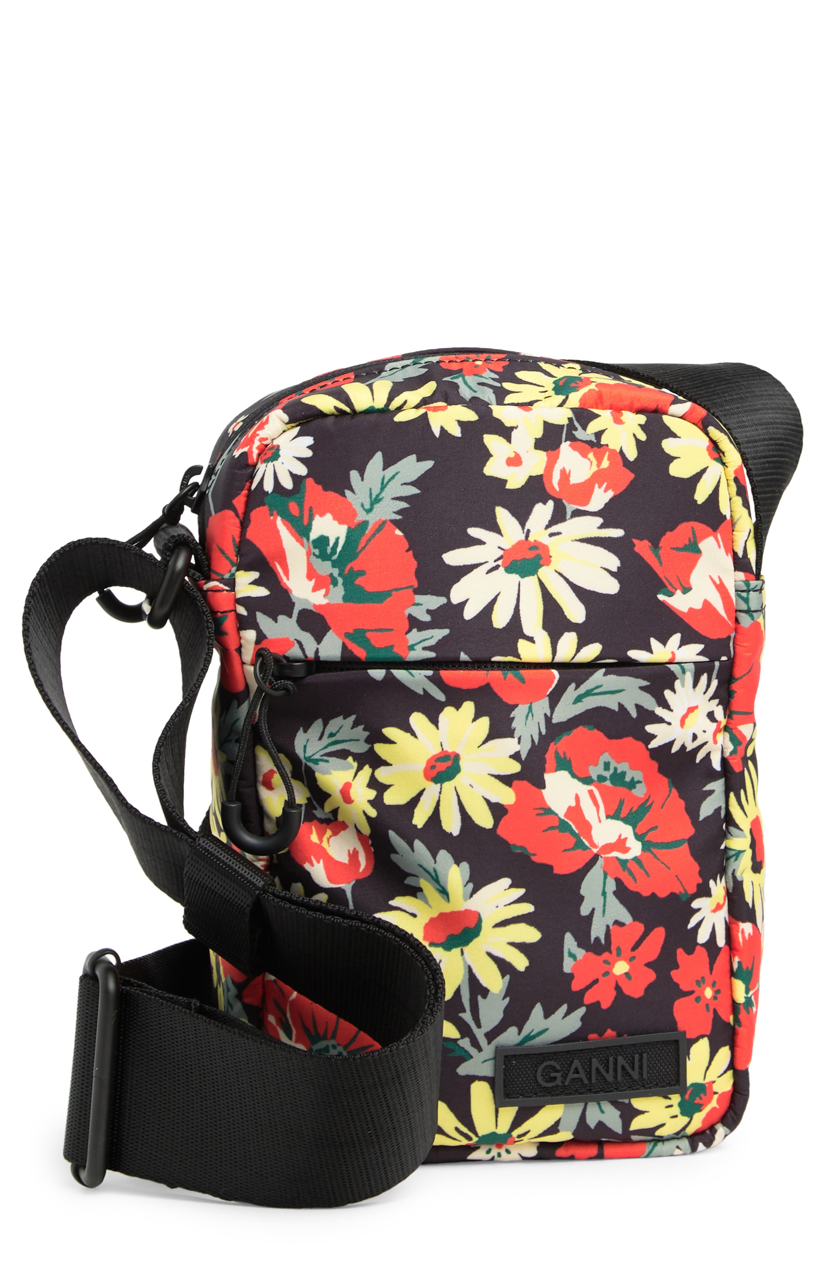 Ganni Recycled Polyester Festival Tech Mini Crossbody Bag, Main, color, 