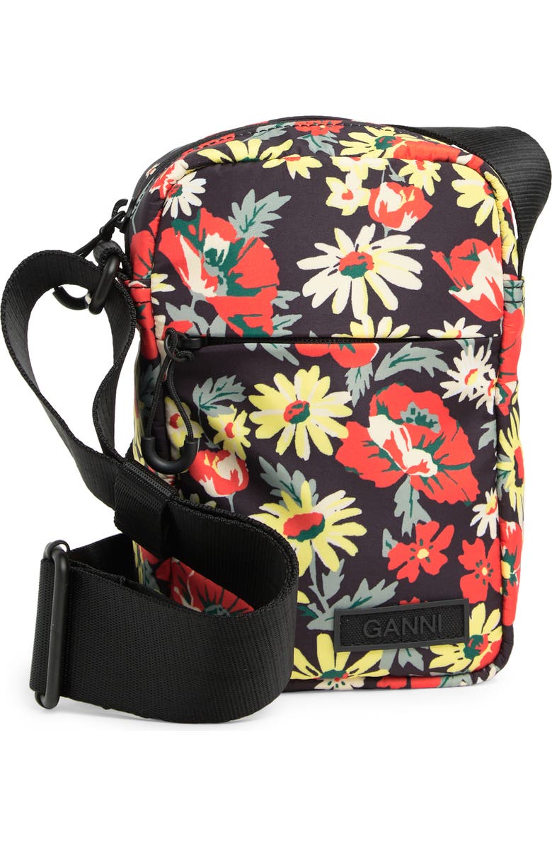 Ganni Recycled Polyester Festival Tech Mini Crossbody Bag, Main, color,