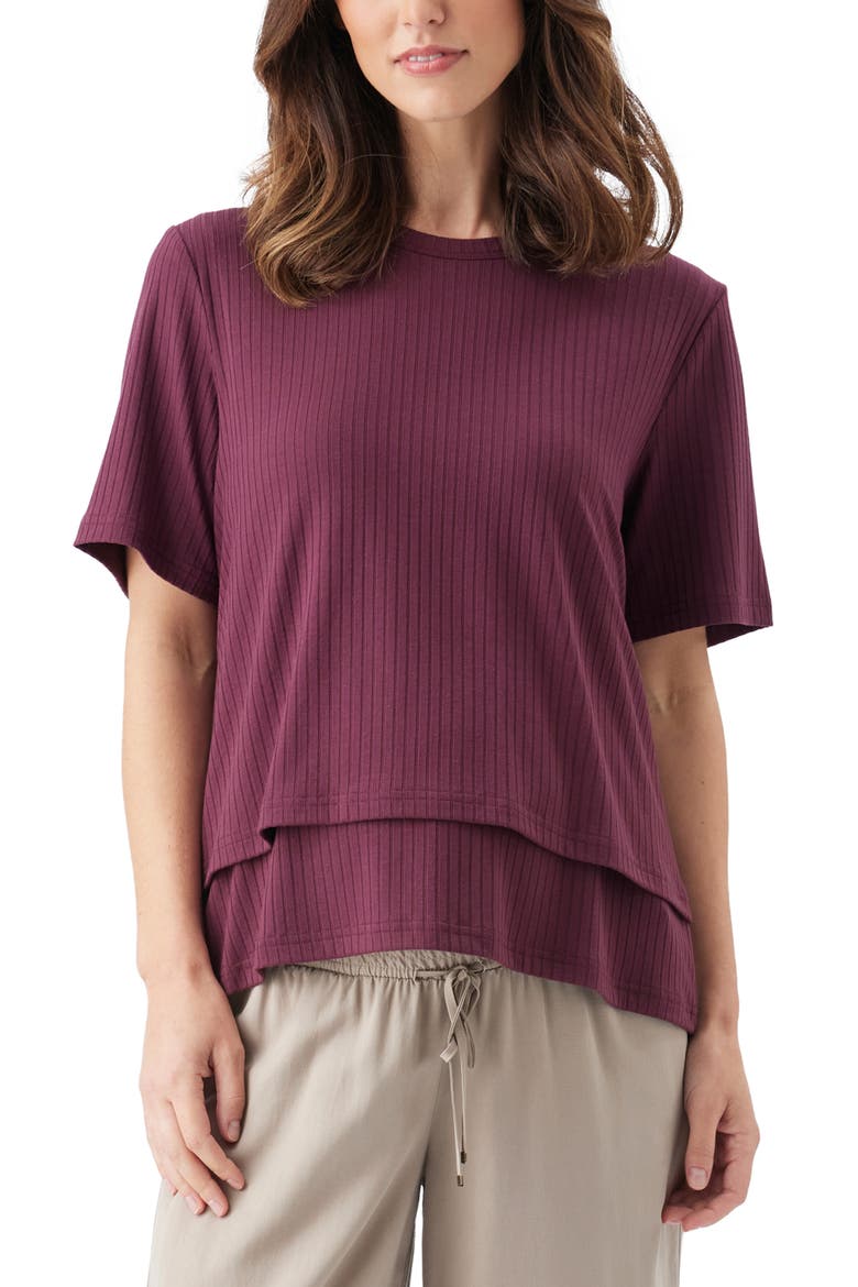 Mike Rib Nursing Top, Main, color, Maroon