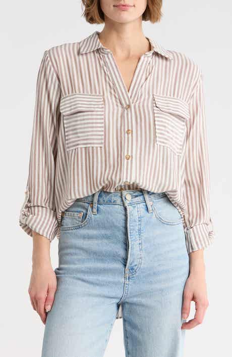 Blu Pepper Stripe Long Sleeve Button-Up Shirt