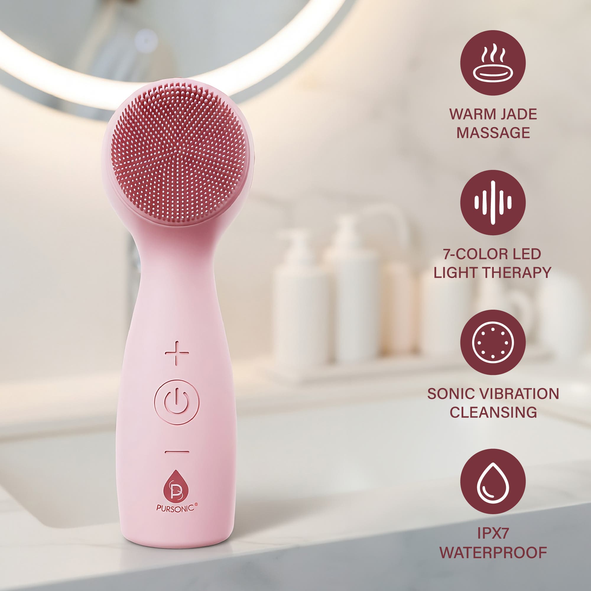 3-in-1 Sonic Facial Cleanser with Heated Jade & 7-Color LED Light