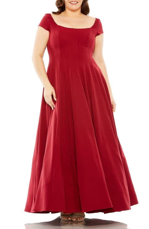 Cap Sleeve Square Neck Ballgown