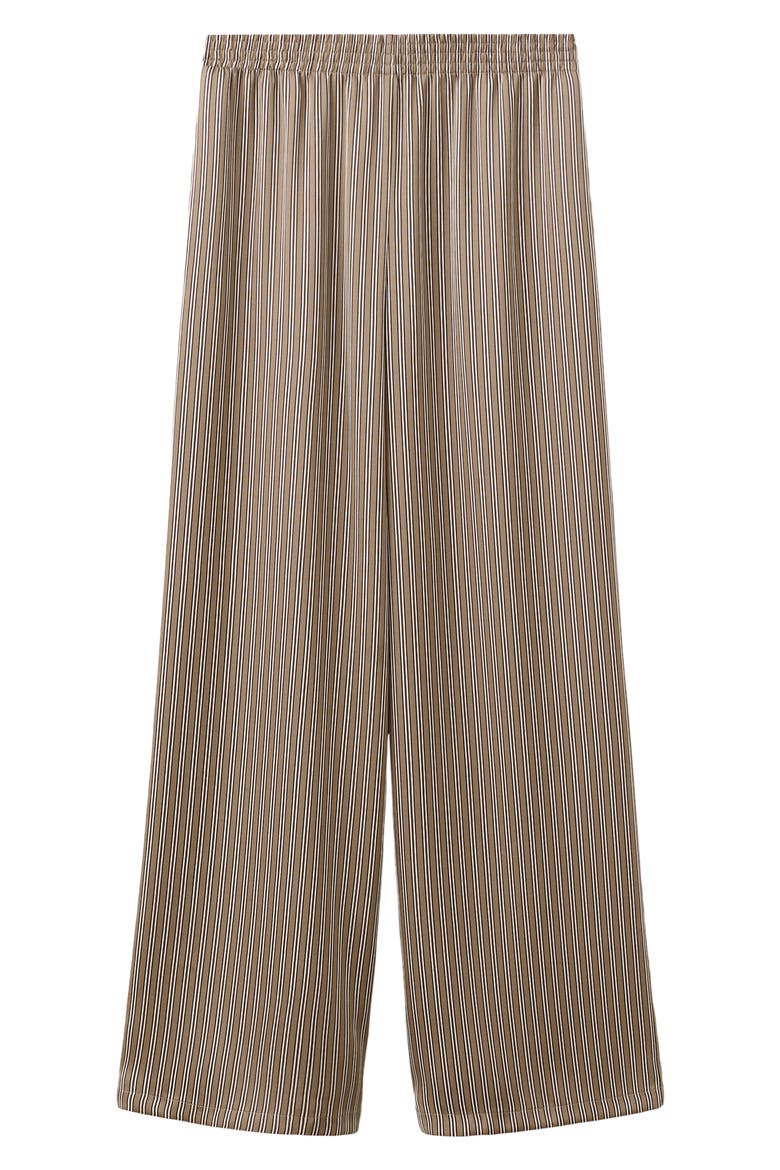 Stripe Satin Pants, Alternate, color, MEDIUM BROWN