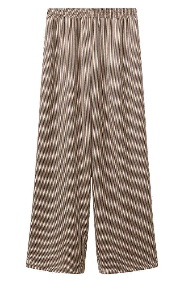 MANGO Stripe Satin Pants, Alternate, color, Medium Brown