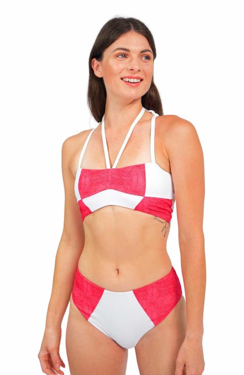 Massi Bikini Bottom With Color-Blocked Tile Pattern