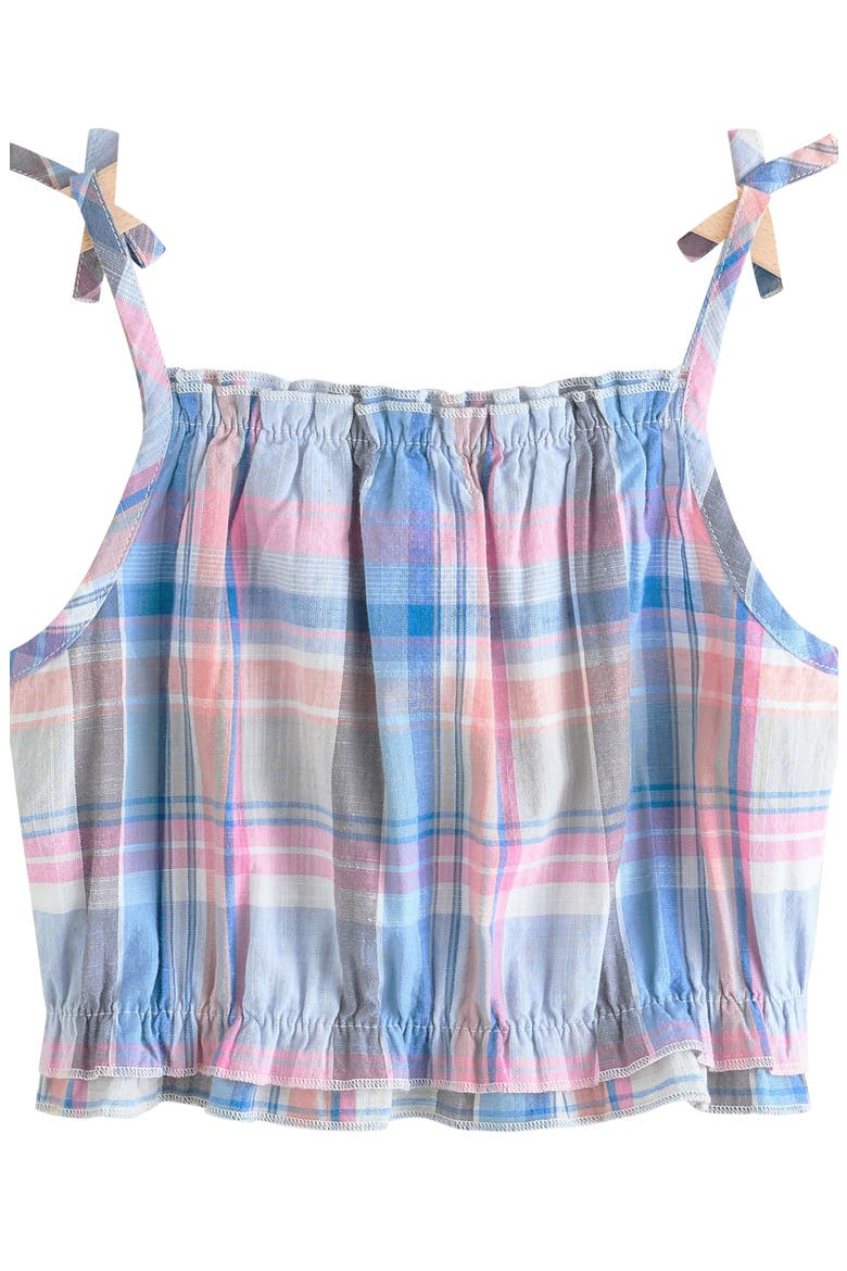 Kids' Print Tie Shoulder Cotton Top, Main, color, BLUE