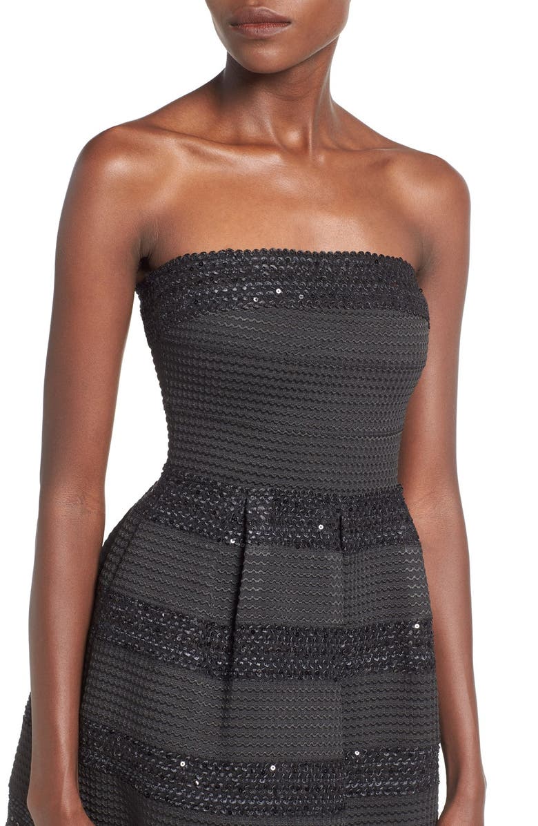 Dee Elly dee elle Sequin Stripe Strapless Fit & Flare Dress, Alternate, color, 
