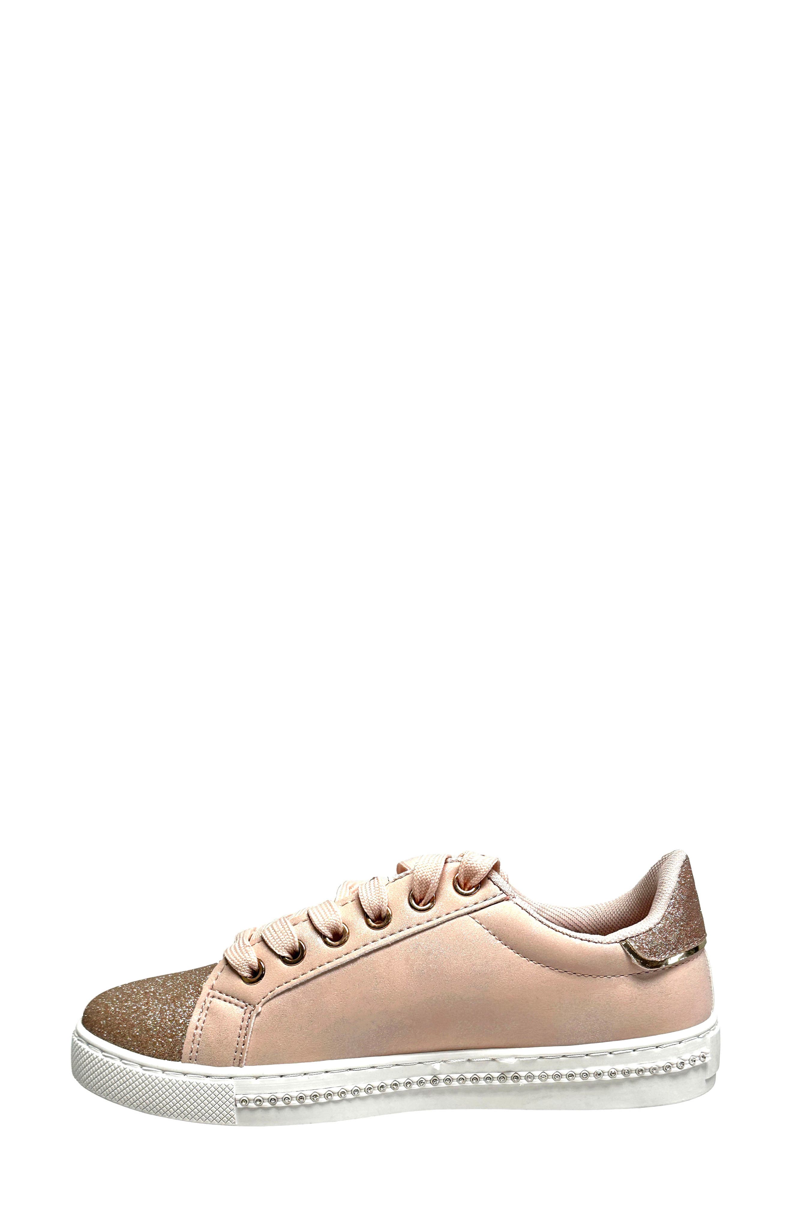 Beyond Embellished Glitter Sneaker, Alternate, color, CHAMPAGNE