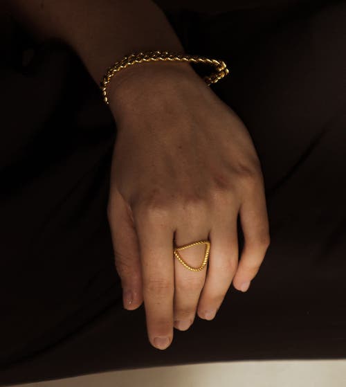 Zarux Modern Rope Ring In Gold