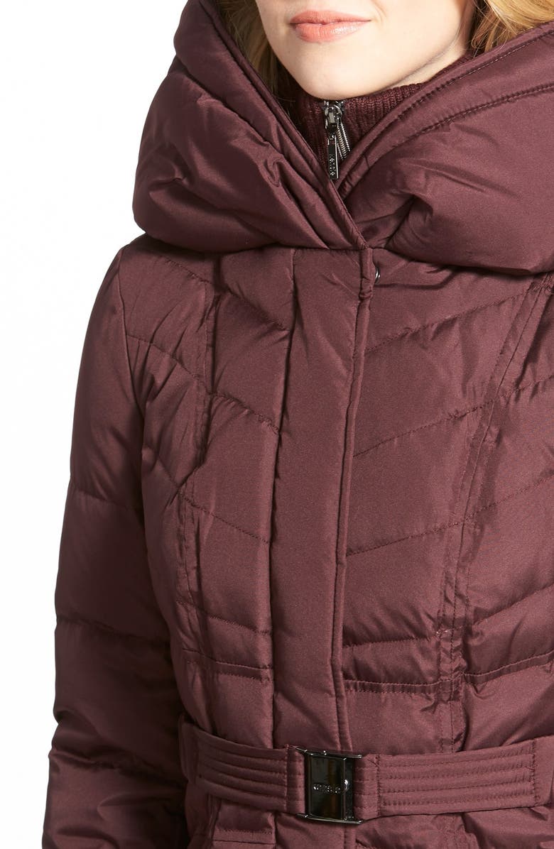 Kensie Belted Hooded Down & Feather Fill Coat, Alternate, color, 
