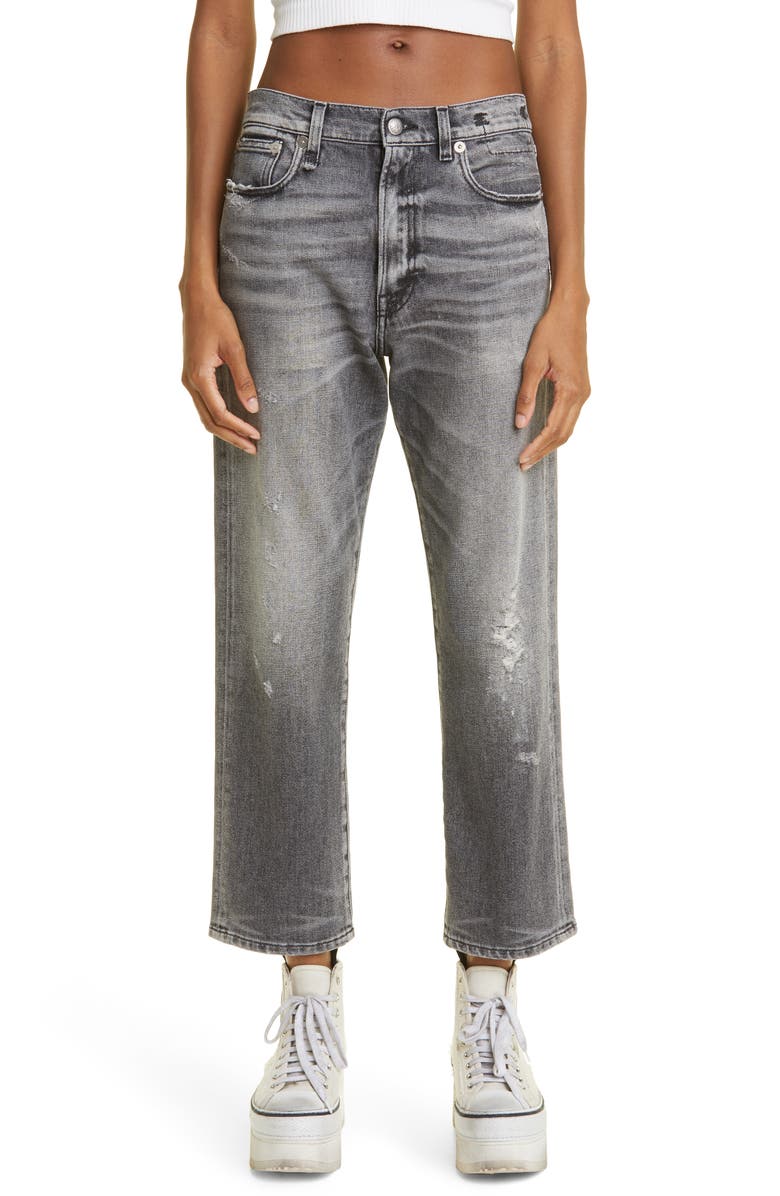 R13 Distressed Boyfriend Jeans, Main, color, Vintage Grey
