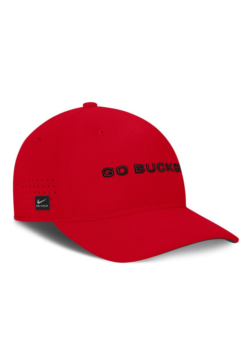 Men's Nike Scarlet Ohio State Buckeyes Gameday Aerobill Swooshflex Dri-FIT Hat, Alternate, color, Scarlet