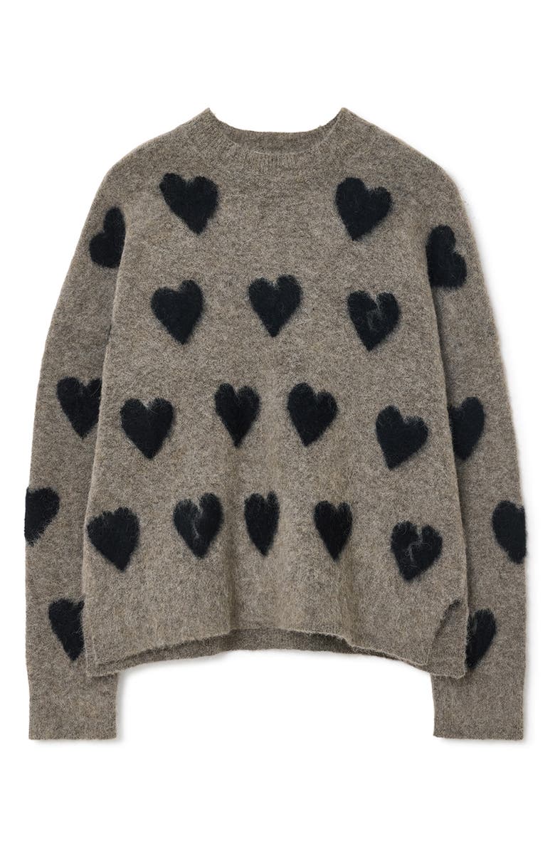 AllSaints Amora Jacquard Alpaca & Wool Blend Sweater, Alternate, color, Walnut Brown/ Black