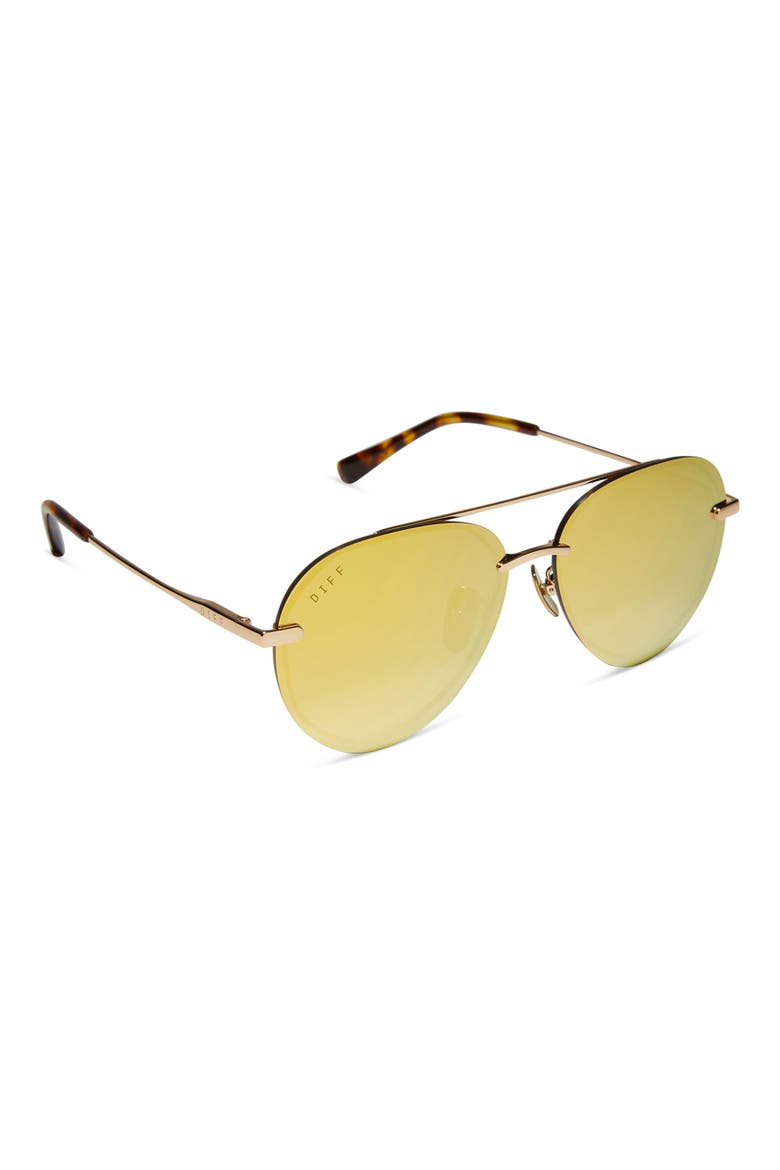 Lenox 57mm Polarized Mirrored Aviator Sunglasses, Alternate, color, GOLD