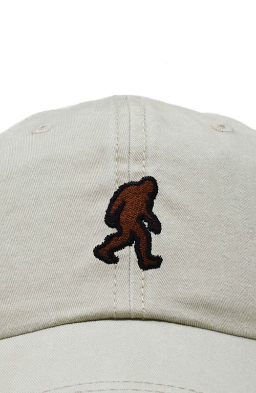 Dalix Sasquatch Embroidered Dad Hat In Washed Stone White