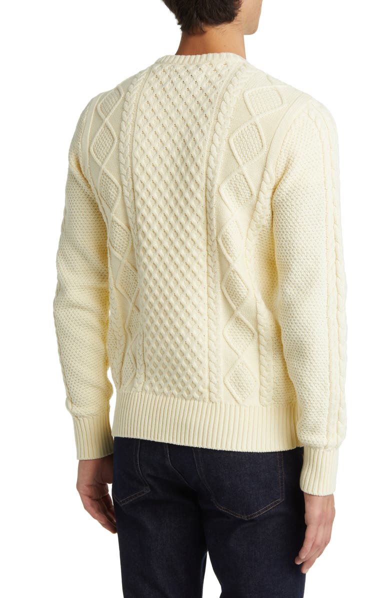 Schott NYC Cable Stitch Crewneck Sweater, Alternate, color,
