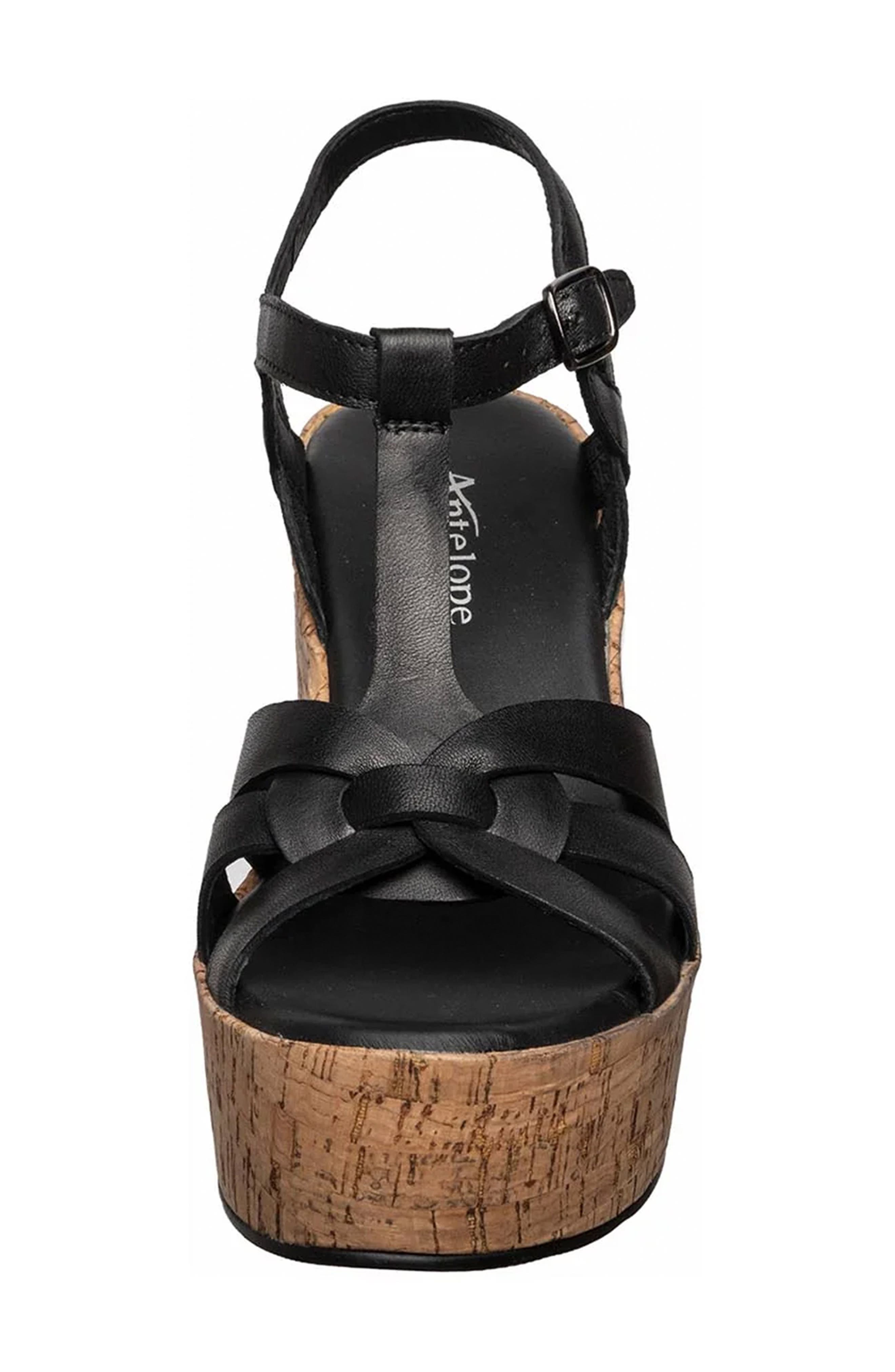ANTELOPE Abana T-Strap Platform Wedge Sandal, Alternate, color, Black