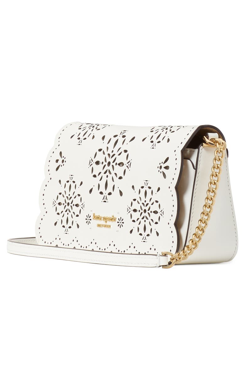 Kate Spade New York serena spade floral perforated leather crossbody bag, Alternate, color,