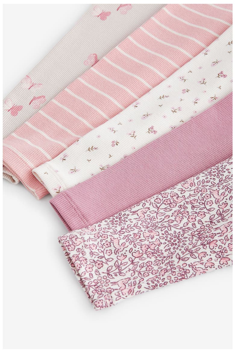 Kids' Assorted Floral 5-Pack Rib Leggings, Alternate, color, PINK