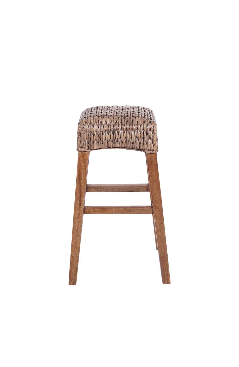 JONATHAN Y Maui Hyacinth/Wood Backless Stool, Woven Seat with Natural Wood Frame, Main, color, Brown (29.5" Bar Stool)