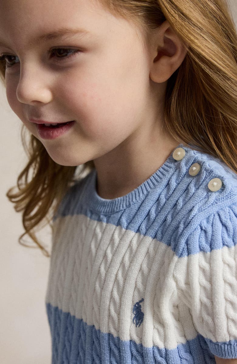 Polo Ralph Lauren Kids' Cotton Cable Knit Sweater & Skirt Set, Alternate, color, Chambray Blue / White