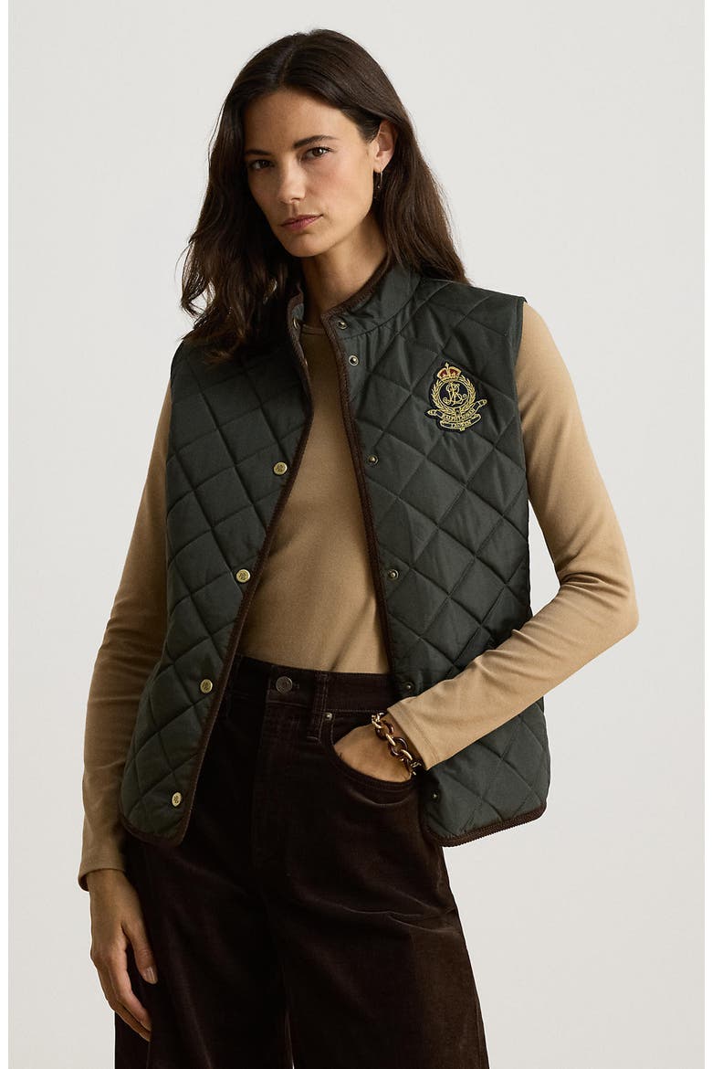 Logo Crest Quilted Vest, Alternate, color, LITCHFIELD LODEN