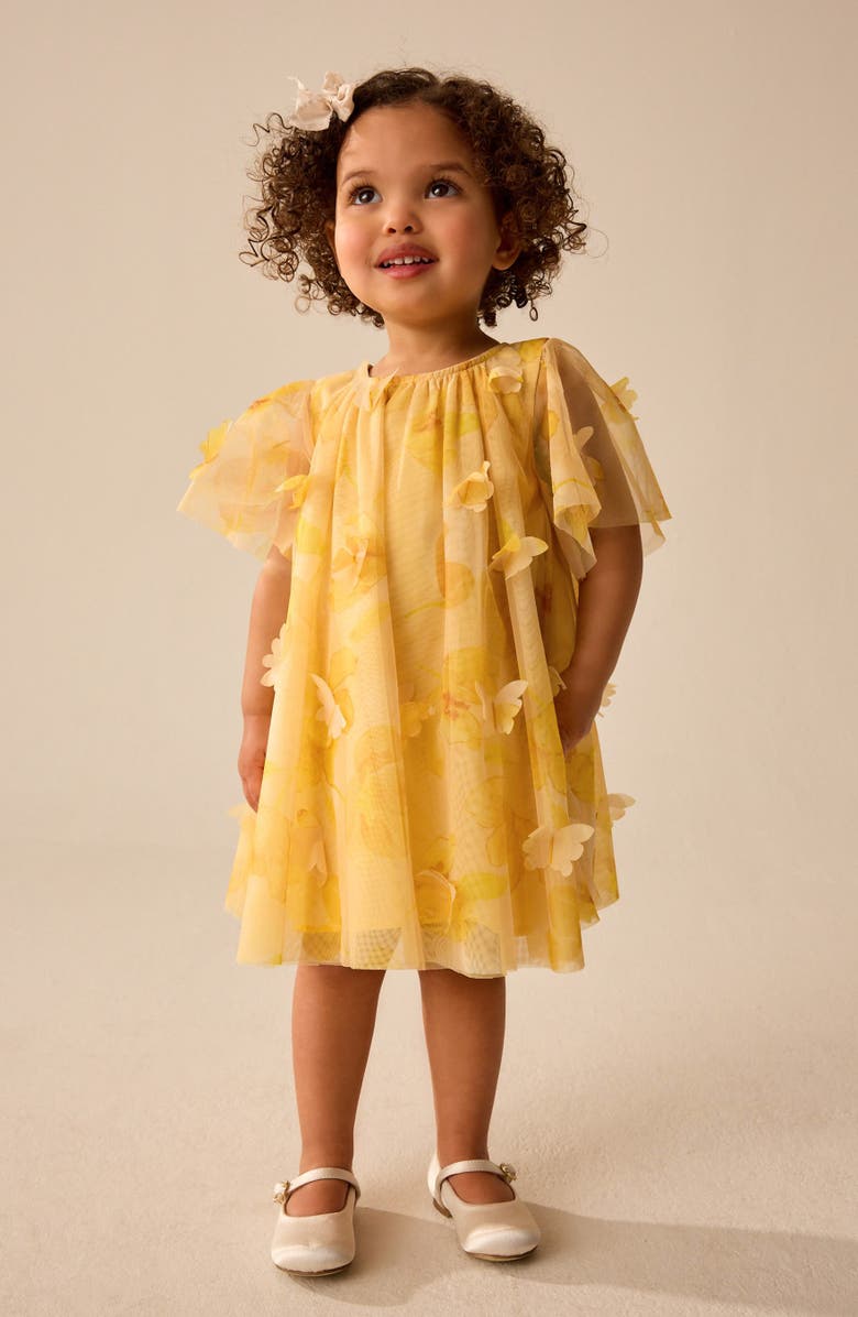 NEXT Kids' 3D Butterfly Party Dress, Alternate, color, Yellow