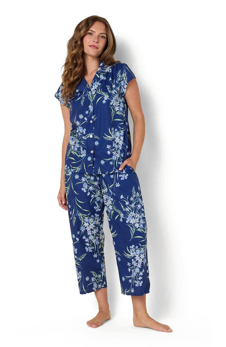 The Cat's Pajamas Luxe Pima Capri Floral Set, Main, color, Garden Posy
